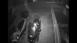 Watch moment have-a-go hero chases off would-be motorcycle thieves barefoot