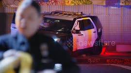 US, Los Angeles: Downtown Los Angeles 2 LAPD Units Involved In Crash