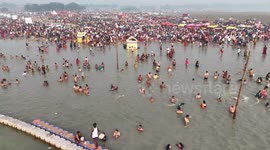 Worshippers flock to Ganges River in India for bathing festival