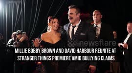 Millie Bobby Brown and David Harbour reunite at Stranger Things premiere amid bullying claims