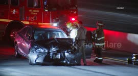 US, Los Angeles: East Los Angeles Crash Shuts Down Several Lanes Of 10 Freeway
