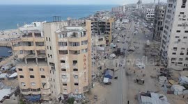 DRONE - Gaza’s tourist hotspot coast becomes refuge for displaced