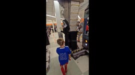 Halloween Decoration Jumps At Son