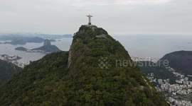 Aerial view of Christ the Redeemer in the city of Rio de Janeiro, Brazil.