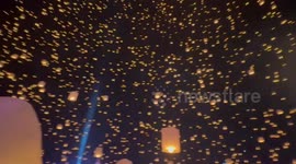 Thousands of Khom Loy lanterns light up the sky in Chiang Mai, Thailand