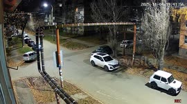 High-speed collision sends car spinning in Samara, Russia