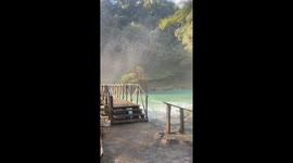 “Stunning turquoise waterfalls in Minas Viejas, San Luis Potosí, Mexico”