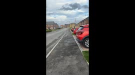 Child dressed as Pennywise rides bike for Halloween in Middlesbrough, UK