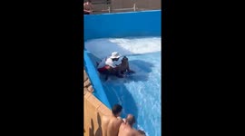 Woman falls off bodyboard at Wild Wadi Waterpark in Dubai, UAE