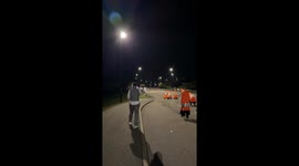 Hilarious traffic cone prank blocks bus in Tønsberg, Norway
