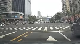 Drifting car loses control and causes crash in Zhejiang, China