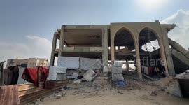 Displaced Gaza family shelters in mosque ruins as winter approaches