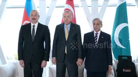 Erdogan meets Aliyev, Sharif in Baku during Victory Day celebrations