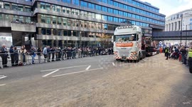 A surreal sight in the City Of London as an old but real life train goes down the route of the Lady Mayors Show