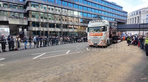 A surreal sight in the City Of London as an old but real life train goes down the route of the Lady Mayors Show