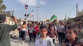 Syria: A demonstration in the town of Madan in the eastern countryside of Al-Raqqah, demanding the liberation of the Syrian island from the QSD militia