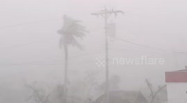 Typhoon Uwan batters with near-zero visibility and fierce winds in Virac, Catanduanes, Philippines