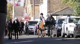 Sunny weather for Remembrance Sunday parade in Kent village, UK