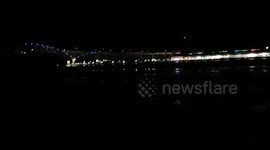 Heat lightning over the Blue Water Bridge to Canada