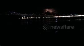 Heat lightning over the Blue Water Bridge to Canada