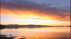 Stunning sunset over the Great Salt Lake in Salt Lake City, Utah, USA