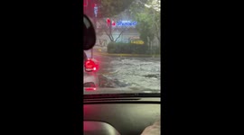 River overflows after heavy rain in Santiago, Chile