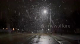 Heavy snow blankets Maquoketa, Iowa, USA