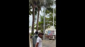 Residents run for safety as Super Typhoon Fung-wong triggers storm surge