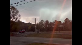 Severe thunderstorm with zero visibility hits Harpeth River State Park in Tennessee, USA