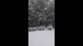 Thick snow falls across Sioux Falls, South Dakota, USA