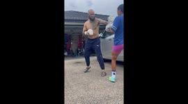 When dad just eats and doesn’t train and think he can just rock up to sparring