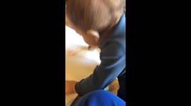Baby tries to eat crayon