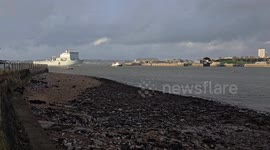 RFA Lyme Bay is a Bay-class auxiliary dock landing ship (LSD(A)) of the British Royal Fleet Auxiliary (RFA).Leaving Plymouth devon under a Rainbow