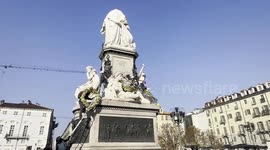 Italy: Extinction Rebellion Covers Cavour Statue In Protest Over Climate Inequality