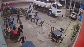 Smoker sparks fire after lighting cigarette near fuel lorry at petrol station