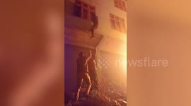 Heroic act as local police rescue 5 people trapped during massive fire at shopping complex