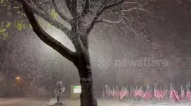 US Weather: Heavy Snow At Veterans Day Memorial