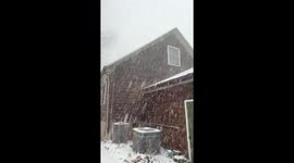 Heavy snowfall causes low visibility in Haywood, USA