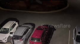 Light snow drifts across Charlotte, North Carolina, USA