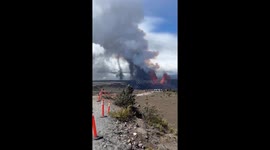 Rare 'volnado' whirlwind seen near Kilauea volcano as lava spews