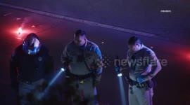 US, Los Angeles: East Hollywood CHP Conducting Death Investigation On 101 Freeway