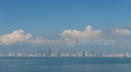Daytime sea view time lapse of Da Nang city of Vietnam