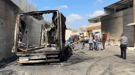 Illegal Israeli settlers burn Palestinian trucks in Tulkarem