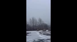 Heavy snow accumulates across Stamford, New York, USA