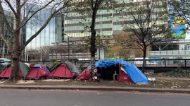 London street transformed into 'shanty town' as homeless set up dozens of tents