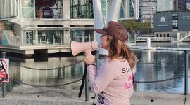 A young man discussed with a Pink Ladies protestor staged an anti-Khan demonstration, stating that pedophilia should be included among white men outside City Hall in London, UK