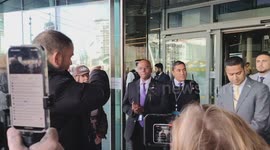 Security guards don't allow Pink Ladies in London City Hall. The anti-Khan demonstration at London City Hall in the UK is said to be racist by them.