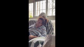 Cat Affectionately Smooshes Heads