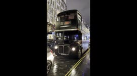 A Stranger Things themed bus is seen in London near Leicester Square ahead of the Series Five premiere.