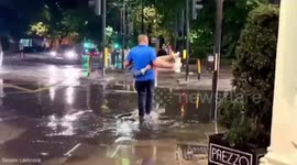 Infamous 'Euston Puddle' which has been soaking people for years returns